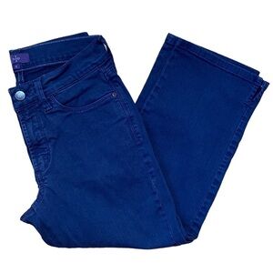 NYDJ Ariel Crop Navy Blue Capri Life Tuck Technology Jeans Pants sz 0 Stretch